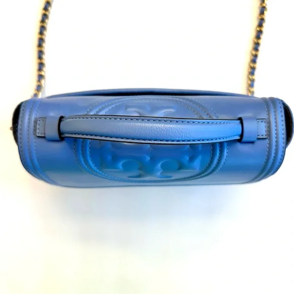Tory Burch Fleming periwinkle small leather convertible crossbody bag lotus blue - Picture 4 of 16
